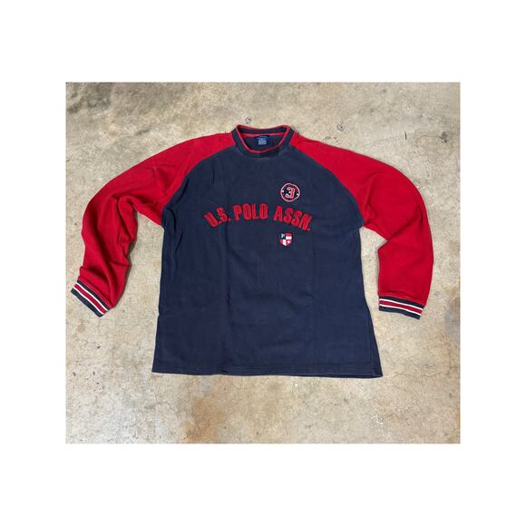 U.S. Polo Assn. Vintage Red & Navy Long Sleeve Knitted Sweatshirt 90s Retro XL - Picture 1 of 8